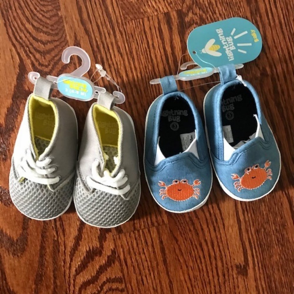 Baby Infant Slip-On Shoes Size 3 (6–9 Months) New with Tags 2 Pairs Included
